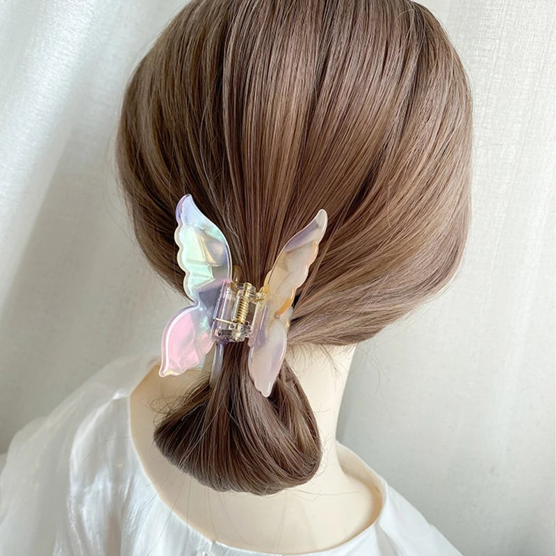 😊1pc Super Fairy New Style Colorful Butterfly Hair Clip Mermaid Ji Grab Clip Hair Accessories Disc Hair Grab Acetate Clip🥳