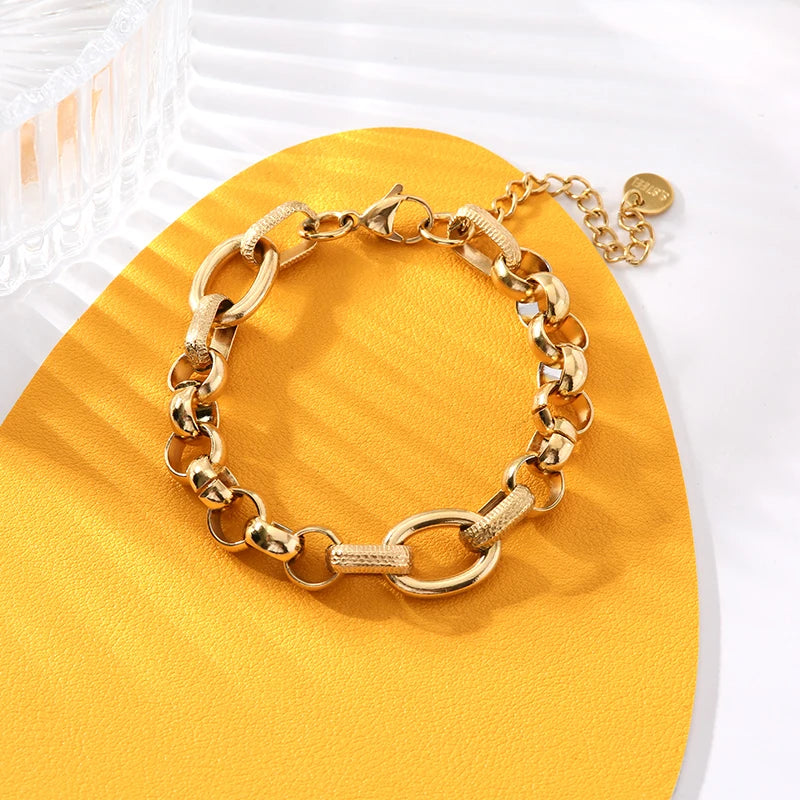 😊Gold Color Bangles Bracelet For Women New Trendy Wrist Chain Waterproof Jewelry Gift Party Bijoux🥳