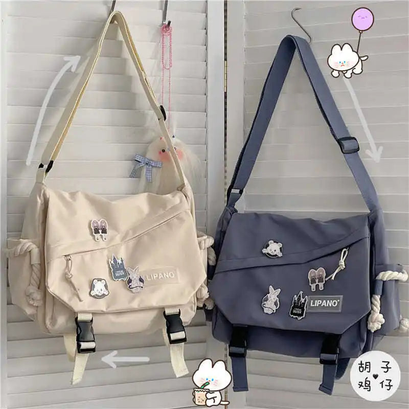 😊Nylon Handbags Shoulder Bag Large Capacity Crossbody Bags for Teenager Girls Men Harajuku Messenger Bag Student School Bags Sac🥳