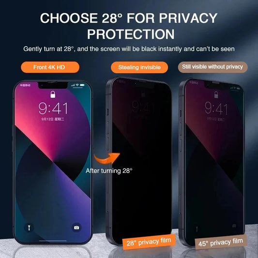 😊1-4Pcs Anti-spy Tempered Glass for IPhone 16 15 13 11 14Pro Max Full Cover Privacy Screen Protector For iPhone X XS Max XR Glass🥳