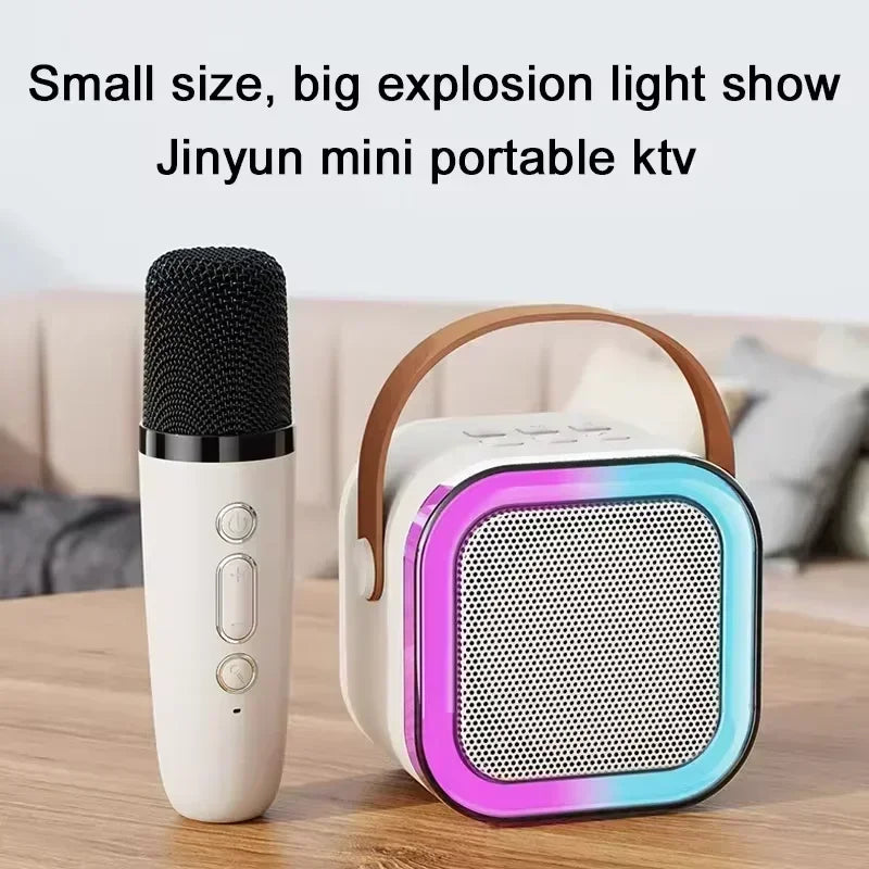 😊Wireless Karaoke Speaker Bluetooth Microphone K12 Home KTV Karaoke Machine RGB Light Portable Mini Bluetooth Speaker🥳