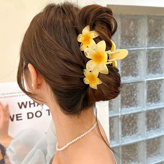 😊New Candy Color Flower Hair Claw Clips for Women Sweet Large Gradient Shark Clip Hair Claw Crab Clamp Barrettes Hair Accessories🥳