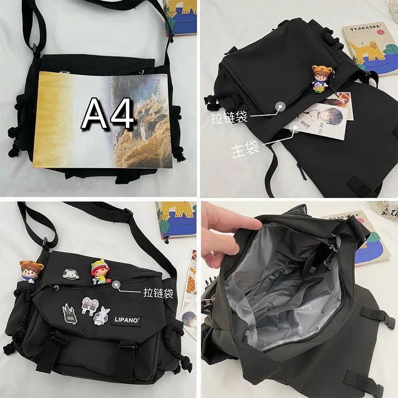 😊Nylon Handbags Shoulder Bag Large Capacity Crossbody Bags for Teenager Girls Men Harajuku Messenger Bag Student School Bags Sac🥳