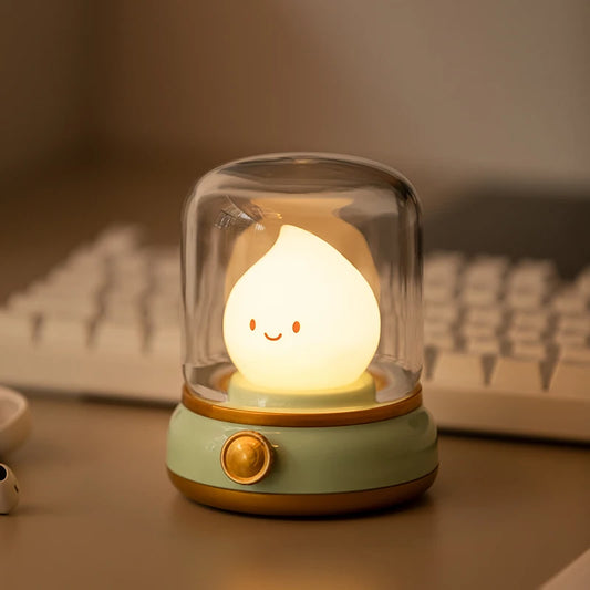 😊Mini Desktop LED Cute Night Lamp Creative USB Rechargeable Portable Cartoon Table Lamp For Coffee Bar Home Decor Hotel Bedroom🥳