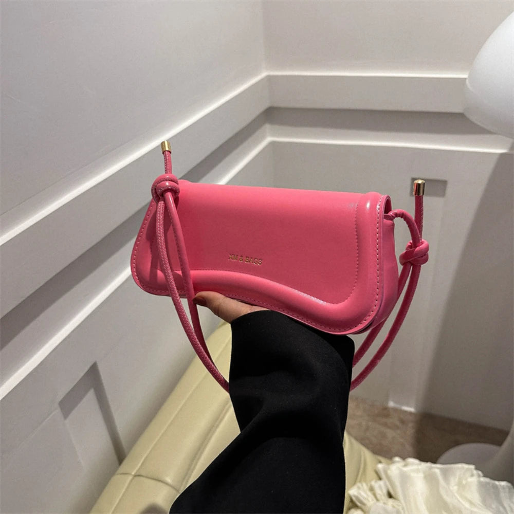 😊Ladies Shoulder Crossbody Bags PU Leather Women Underarm Bags Solid Color Small Top-handle Bags Purse Female Daily Handbags🥳