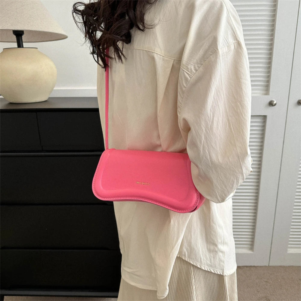 😊Ladies Shoulder Crossbody Bags PU Leather Women Underarm Bags Solid Color Small Top-handle Bags Purse Female Daily Handbags🥳