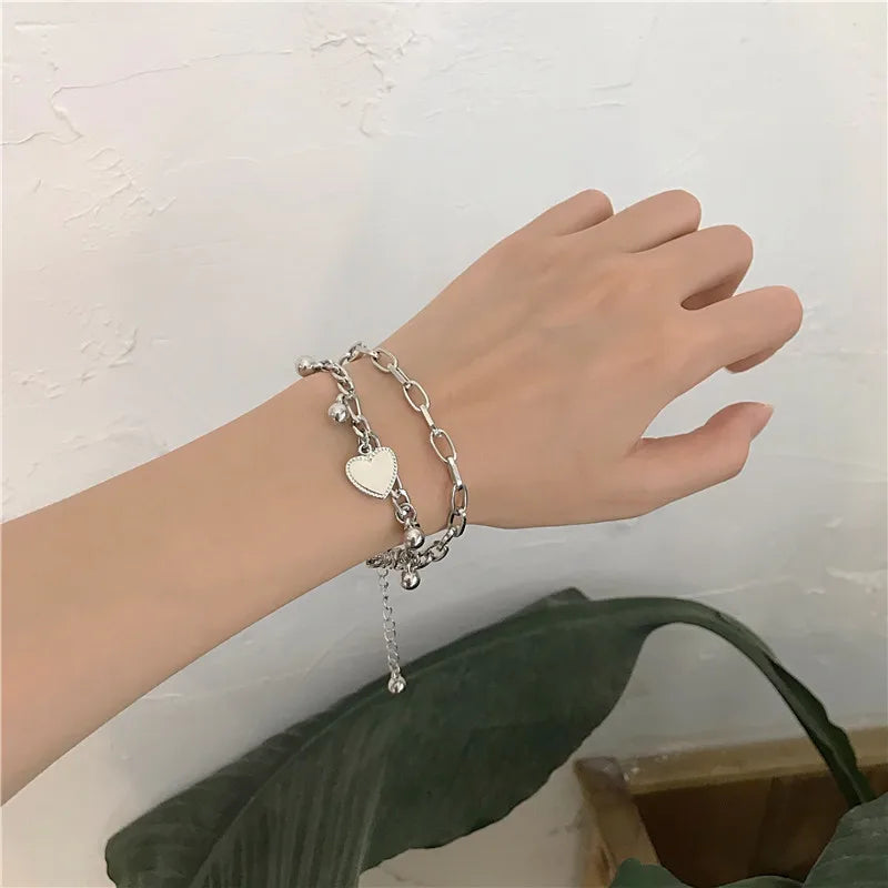 😊316L Stainless Steel Multilayer Love Heart Bracelet For Women High Quality Gold Color Rustproof Girls Wrist Jewelry Gift🥳