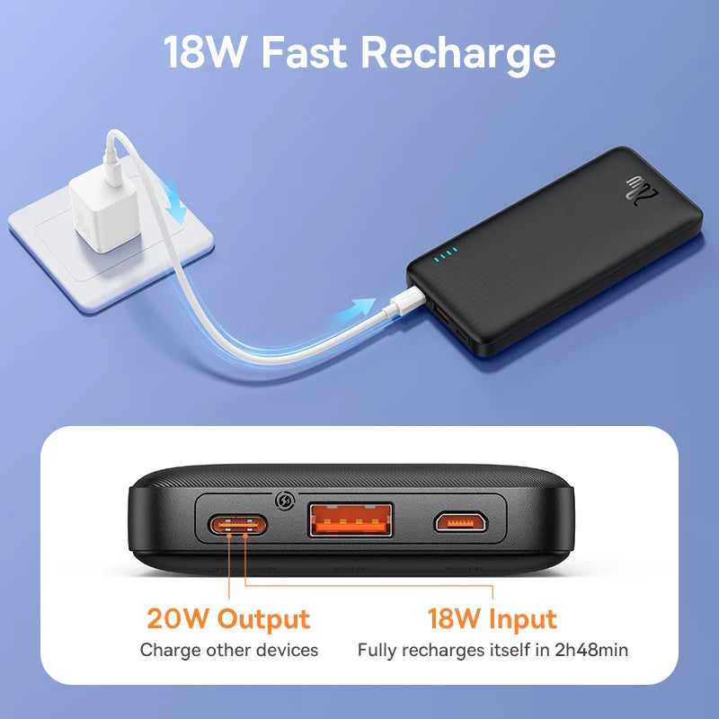 😊Baseus Airpow 20W Power Bank 10000mAh 20000mAh Fast Charge Powerbank for iPhone 16/15/14/13/12 Xiaomi batterie externe🥳