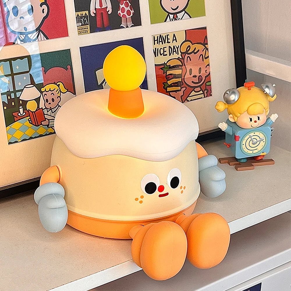 😊New Creative Cartoon Birthday Cake Small Night Light Bedroom Bedside Charging Sleeping Light Cute Pat Small Night Light Kid Gift🥳