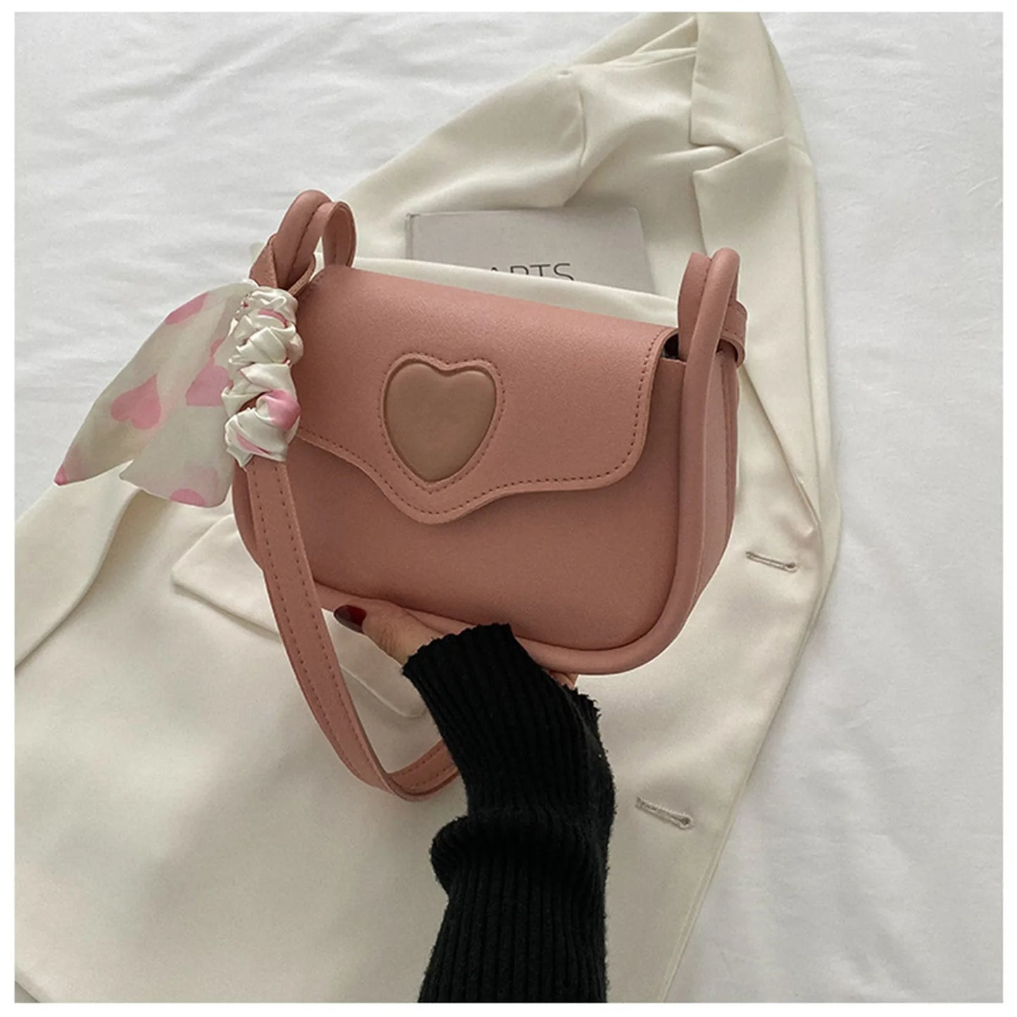 😊Cute Love Shoulder Bag Fashionable and Personalized Crossbody Bag Versatile PU Leather Mobile Phone Pouch Women Underarm Bags🥳