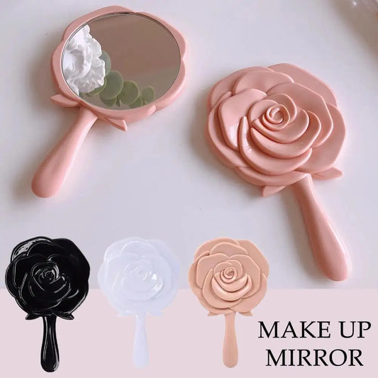 😊3D Stereo Retro Rose Flower Shape Cosmetic Makeup Compact Mirror Hand Mirror Hand Mirror Compact Mirror Girl Birthday Gifts🥳