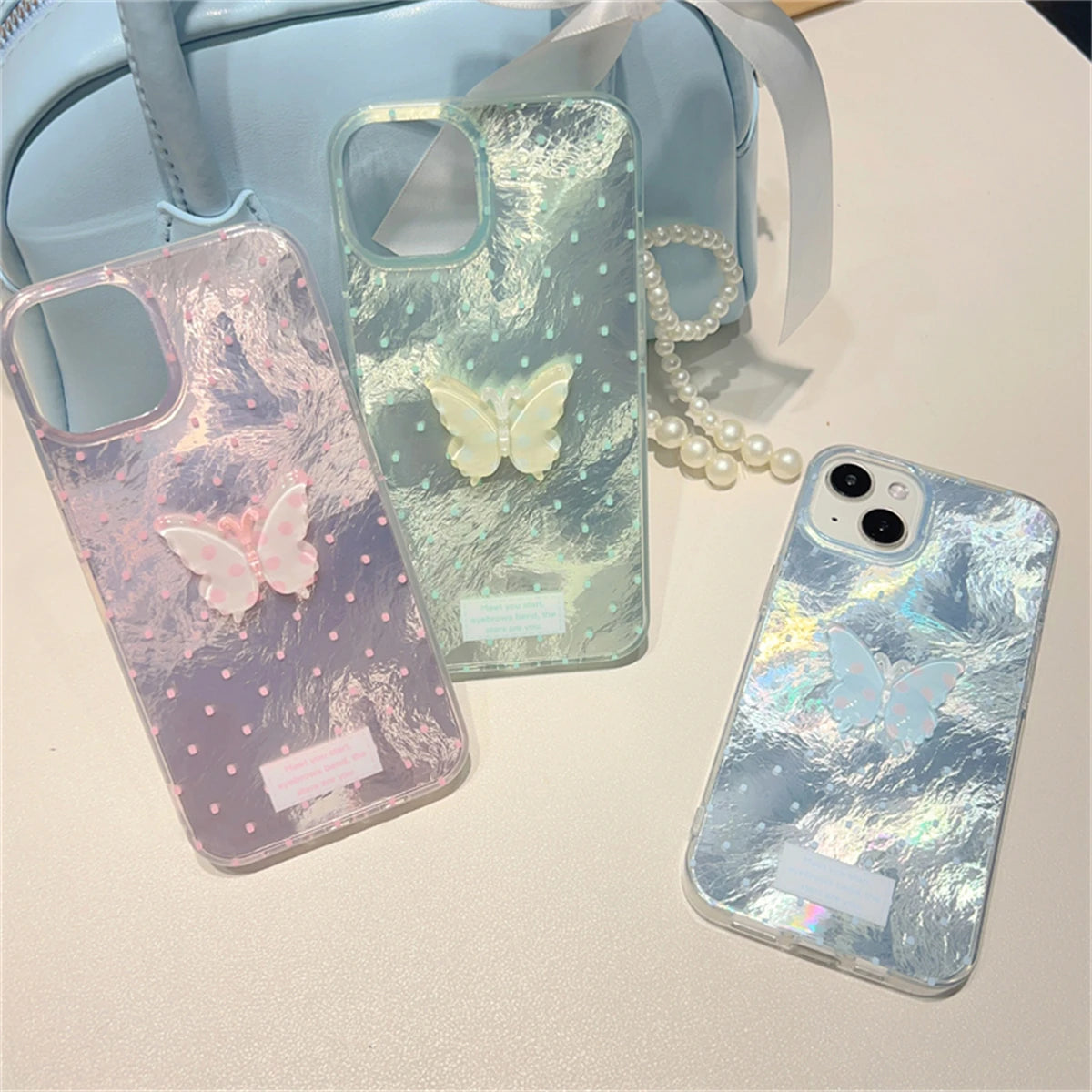 😊Cute 3D Polka Dot Butterfly Feather Yarn Phone Case For iPhone 15 14 13 12 11 Pro Max Lovely Stylish Shockproof Soft Cases Coque🥳