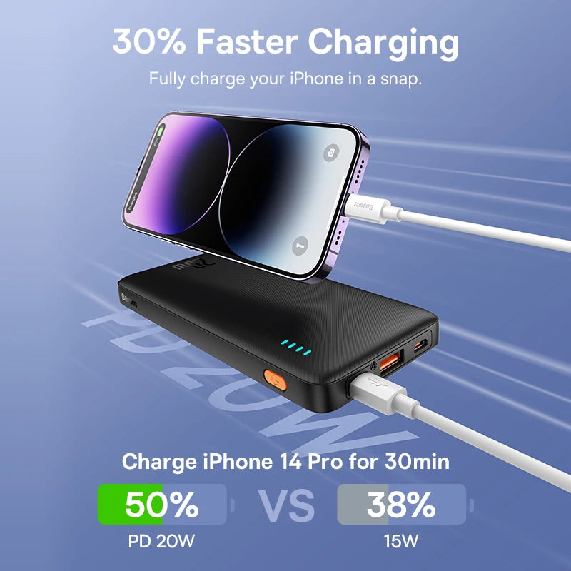 😊Baseus Airpow 20W Power Bank 10000mAh 20000mAh Fast Charge Powerbank for iPhone 16/15/14/13/12 Xiaomi batterie externe🥳